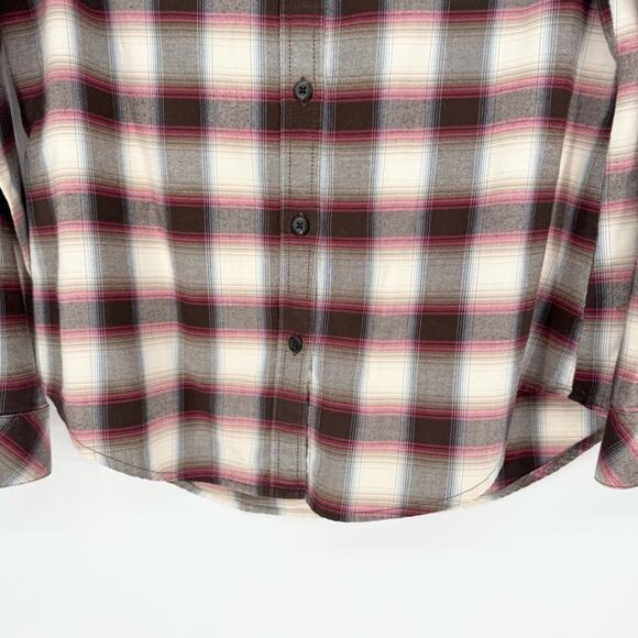 Pendleton Women's Boyfriend Doublebrushed Flannel Button Down Shirt Brown Sz M - Picture 8 of 11